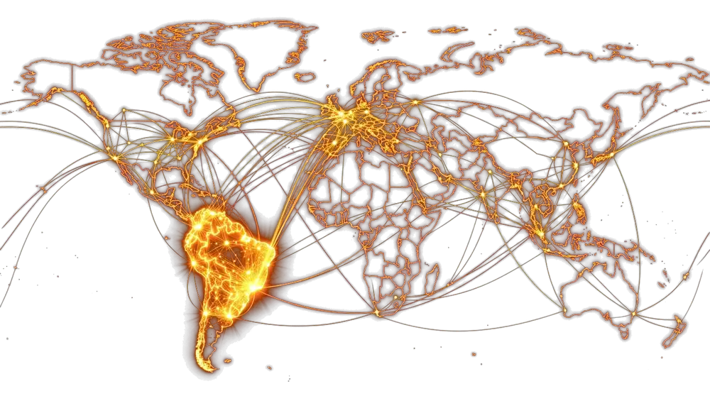 World Map Connecting Latin America